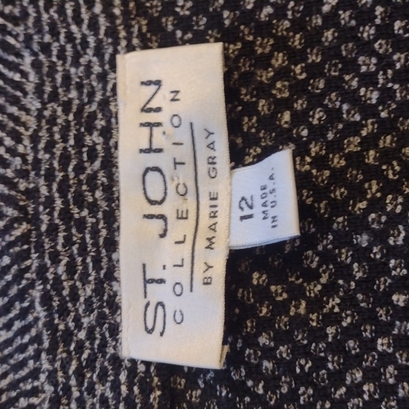 St. John One Button Tweed Blazer black and white - Picture 5 of 7